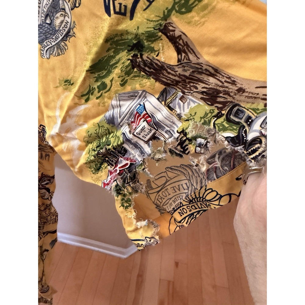 Harley Davidson Hawaiian Shirt XL 100% Viscose Made in Hawaii AS IS Large Rip - Picture 4 of 11
